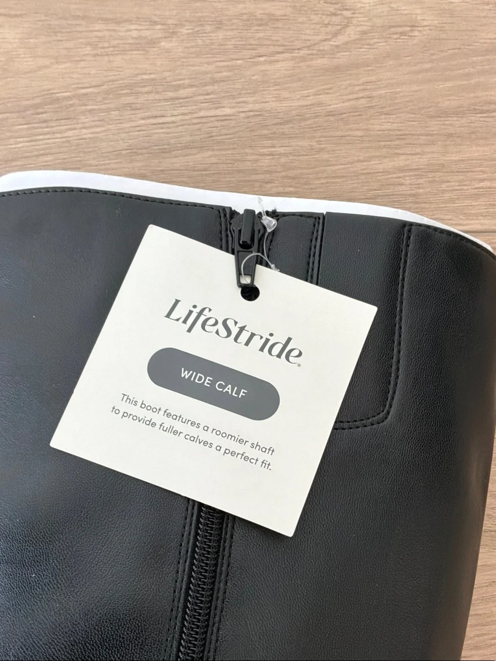 LifeStride Wide Calf Black Tall Block-Heel Boots with Silver Eyelet Strap